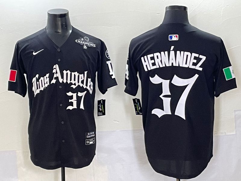 Men 2025 Los Angeles Dodgers #37 Hernandez Black Five generations Joint Name Nike MLB Jersey style 6237->los angeles dodgers->MLB Jersey